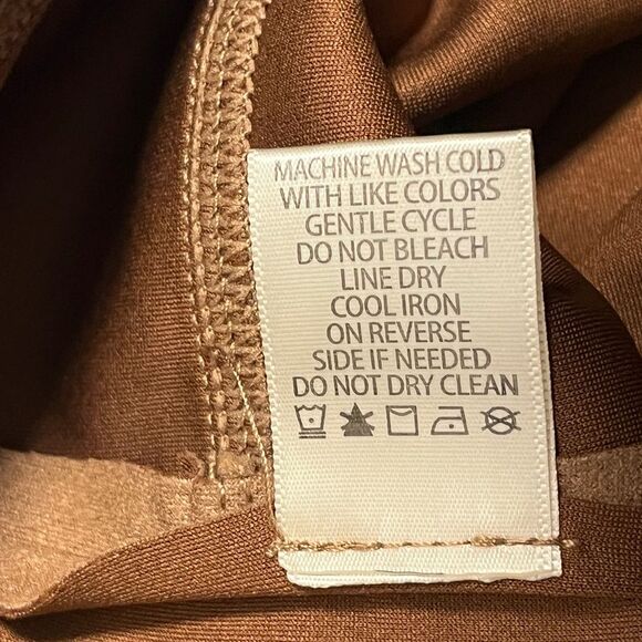 NWT MAX STUDIO faux suede pants leggings Camel Tan Sz L - Picture 7 of 12